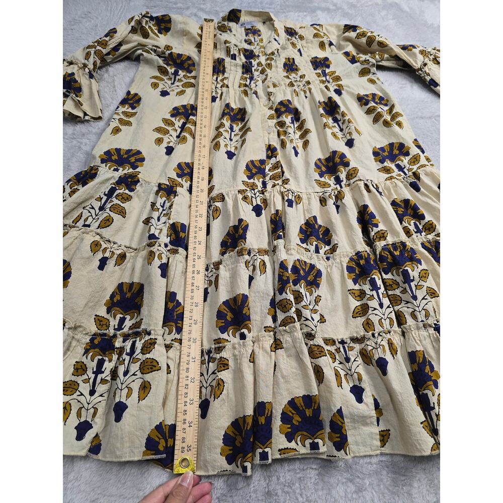 Handprint Dream Apparel Boho Tiered Mini Dress Sz L Flora Peasant Cottagecore - Picture 6 of 7